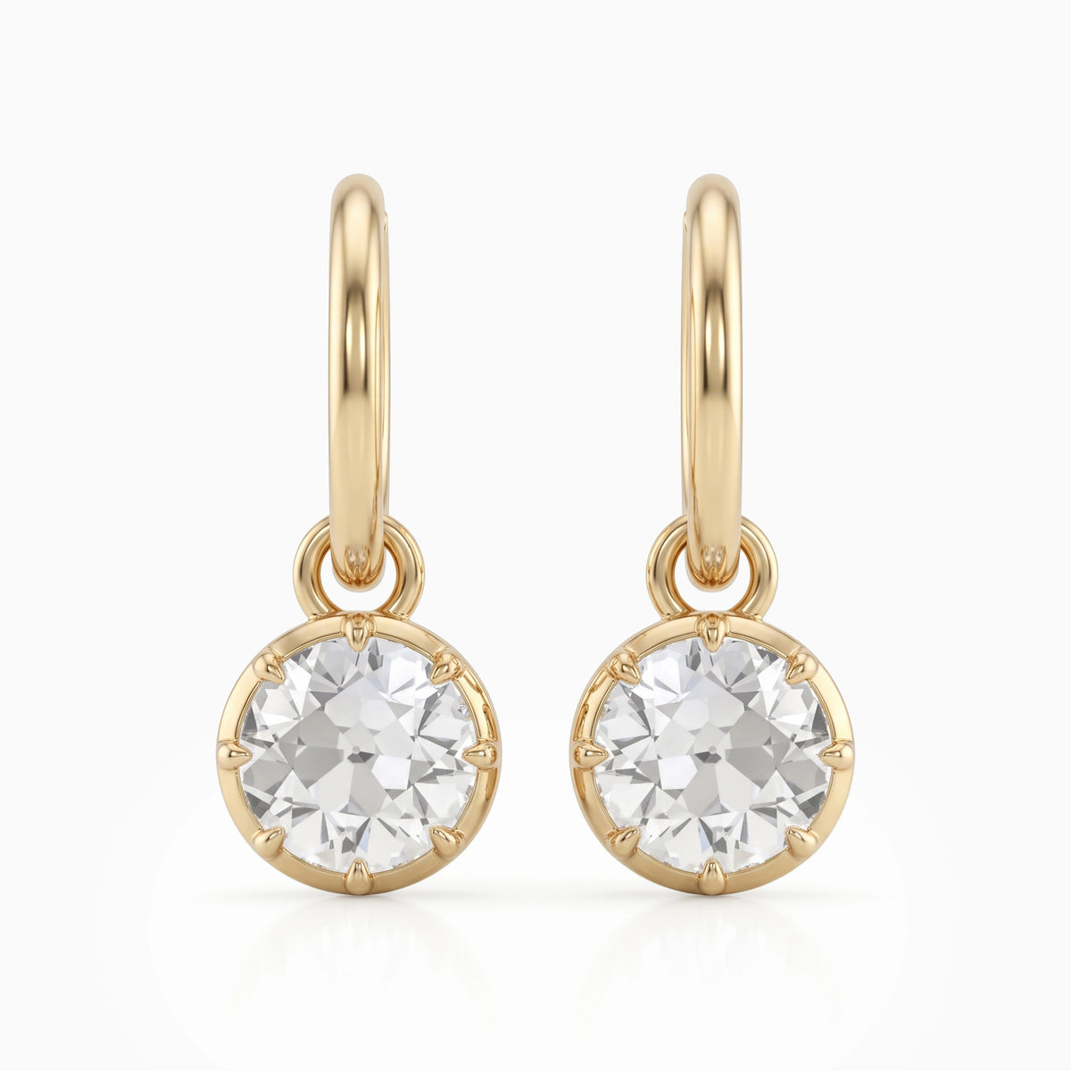 OEC Round Cut Lab Diamond Dangle Drop Earrings Earrings