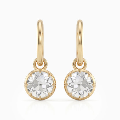 OEC Round Cut Lab Diamond Dangle Drop Earrings Earrings