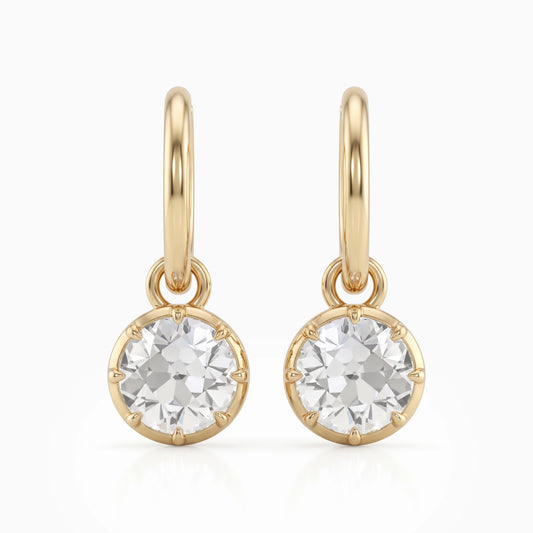 OEC Round Cut Lab Diamond Dangle Drop Earrings