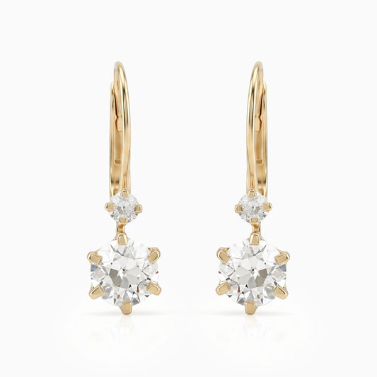 OEC Round Lab Diamond Dainty Drop Hoop Earrings Earrings