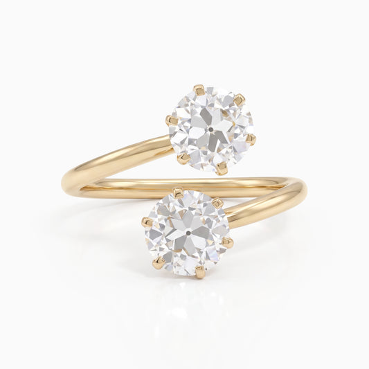 OEC Round Lab Diamond Two Stone Bypass Ring