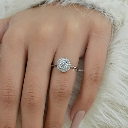 Old European Round Cut Diamond Halo Engagement Ring