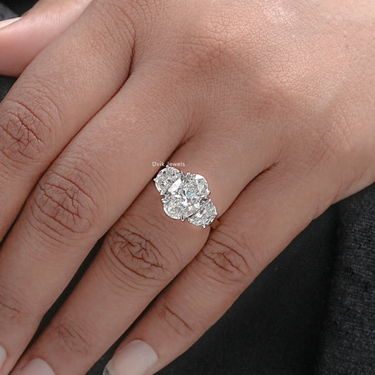 Three Stone Oval Diamond Engagement Ring