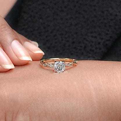 Round Cut Diamond Infinity Solitaire Accent Round Diamond Ring