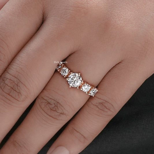 Five Stone Round Lab Grown Diamond Engagement  Ring