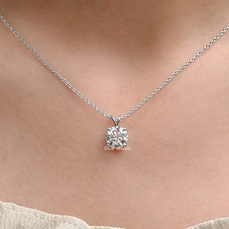 Round Lab Grown Diamond Solitaire Pendant