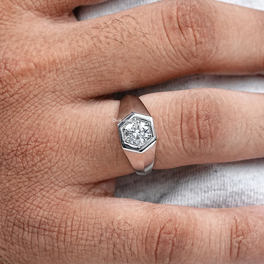Bezel Set Round  Cut Lab Diamond Men's Ring