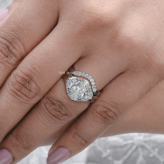Three Stone Lab Diamond Bridal Ring Set