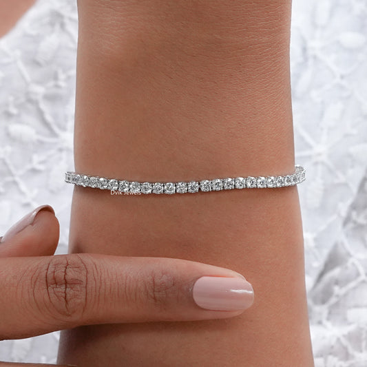 Elegant Round Lab Diamond Tennis Bracelet