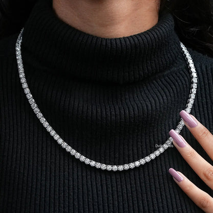 Round Cut Lab Grown Diamond Tennis Necklace