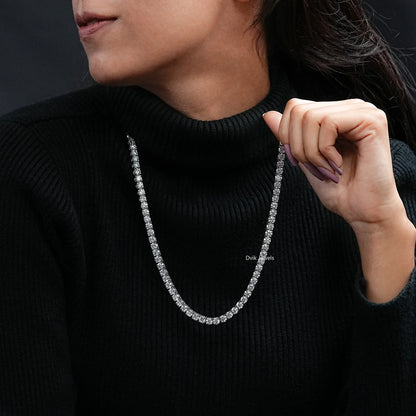 Round Cut Lab Grown Diamond Tennis Necklace