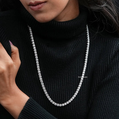 Round Cut Lab Grown Diamond Tennis Necklace