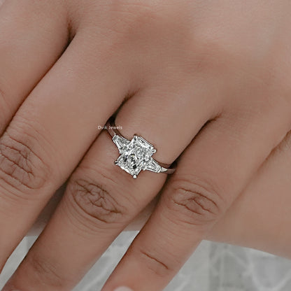 Radiant Cut Lab Grown Diamond Three Stone Ring
