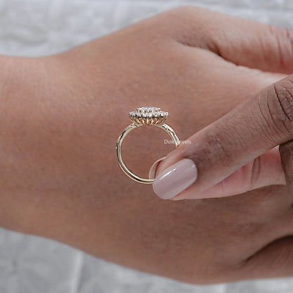 Marquise Cut Lab Grown Halo Engagement Ring