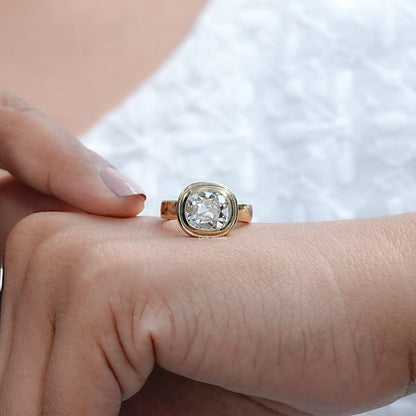 Old Mine Cushion Cut Diamond Solitaire Ring
