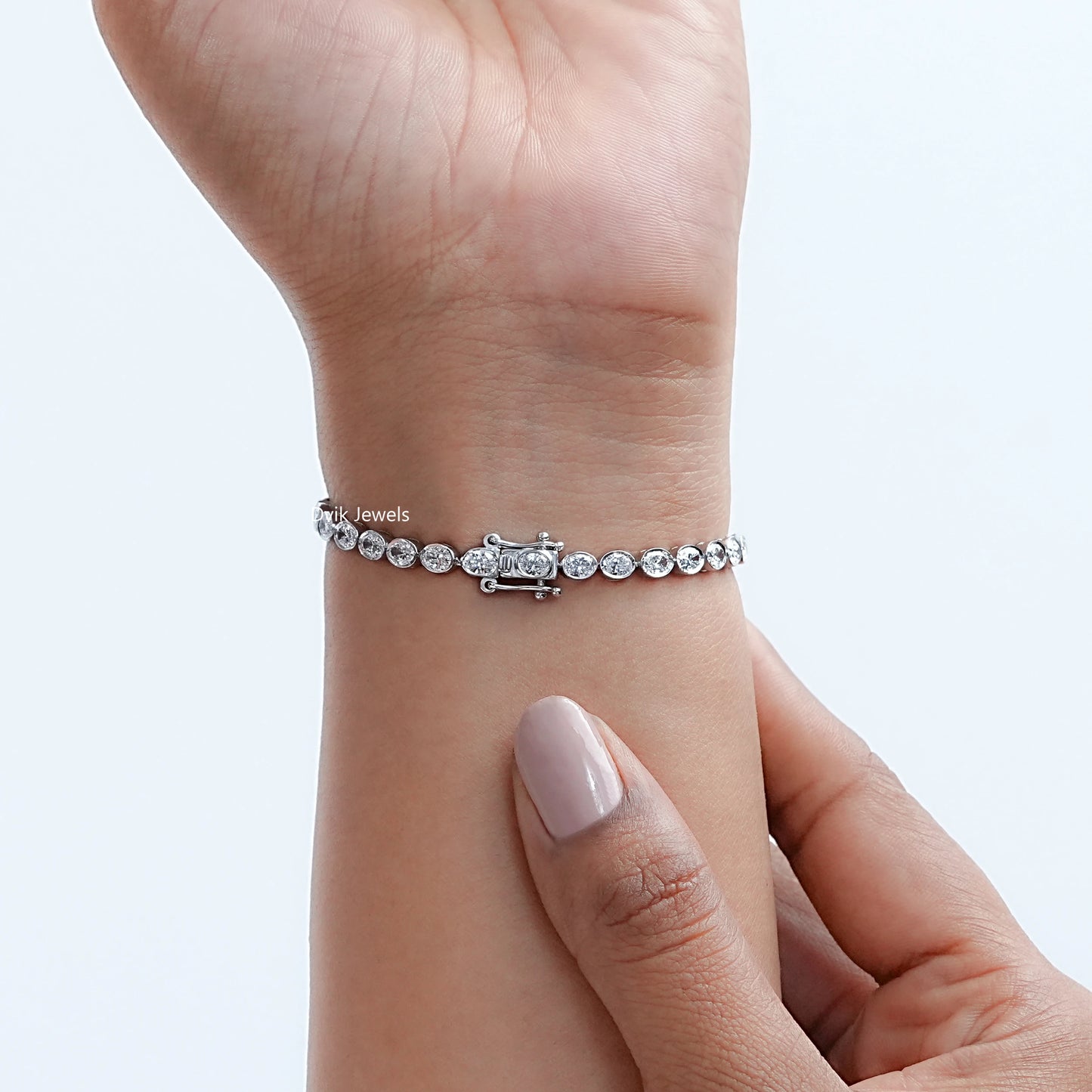 Oval Cut Diamond  Bezel Set Tennis Bracelet