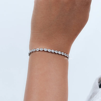 Oval Cut Diamond  Bezel Set Tennis Bracelet
