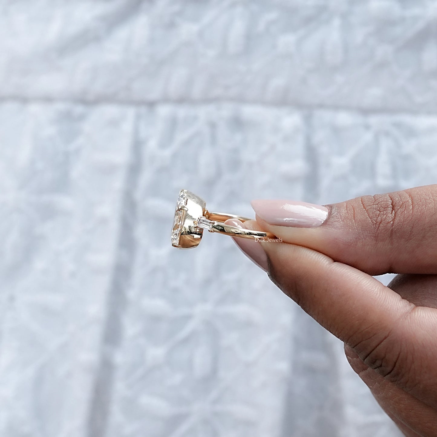 Pear Cut Lab Grown Diamond Button Back Ring