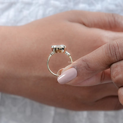Pear Cut Lab Grown Diamond Button Back Ring