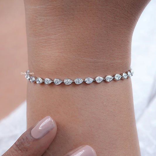 Pear Cut Lab Grown Diamond Tennis Bracelet