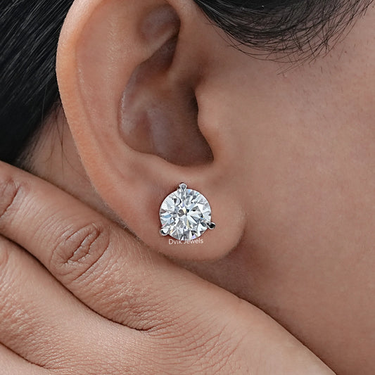 Round Cut Lab Grown Diamond Stud Earrings