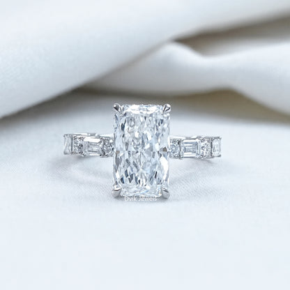 Radiant Cut Lab Diamond Accent Engagement Ring
