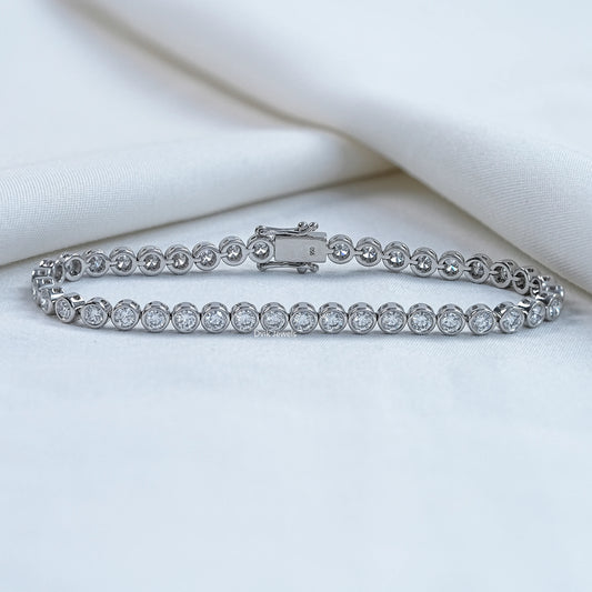 Bezel Set Round Lab Diamond Tennis Bracelet