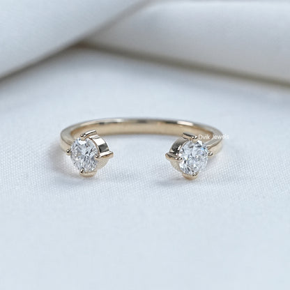 Round Cut Lab Diamond Open Gap Two Stone Ring