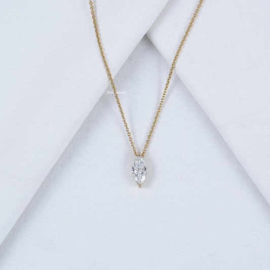Marquise Cut Lab Diamond Solitaire Pendant