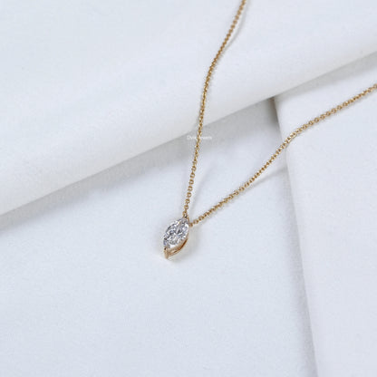 Marquise Cut Lab Diamond Solitaire Pendant