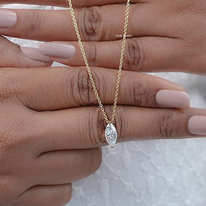 Marquise Cut Lab Diamond Solitaire Pendant