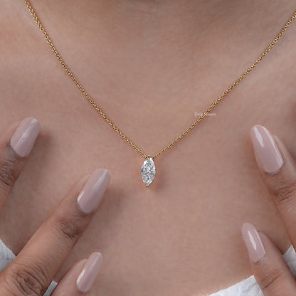 Marquise Cut Lab Diamond Solitaire Pendant