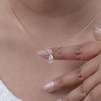 Marquise Cut Lab Diamond Solitaire Pendant