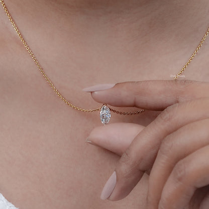 Marquise Cut Lab Diamond Solitaire Pendant