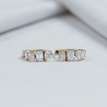 Multi Shape Lab Diamond Huggie Hoop Earrings