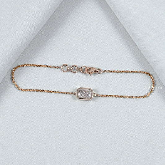 Bezel Set Radiant Lab Diamond Chain Bracelet