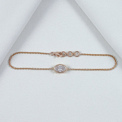 Oval Lab Diamond Bezel Solitaire Chain Bracelet