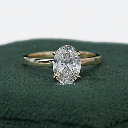 Hidden Halo Oval Lab Grown Diamond Solitaire Ring