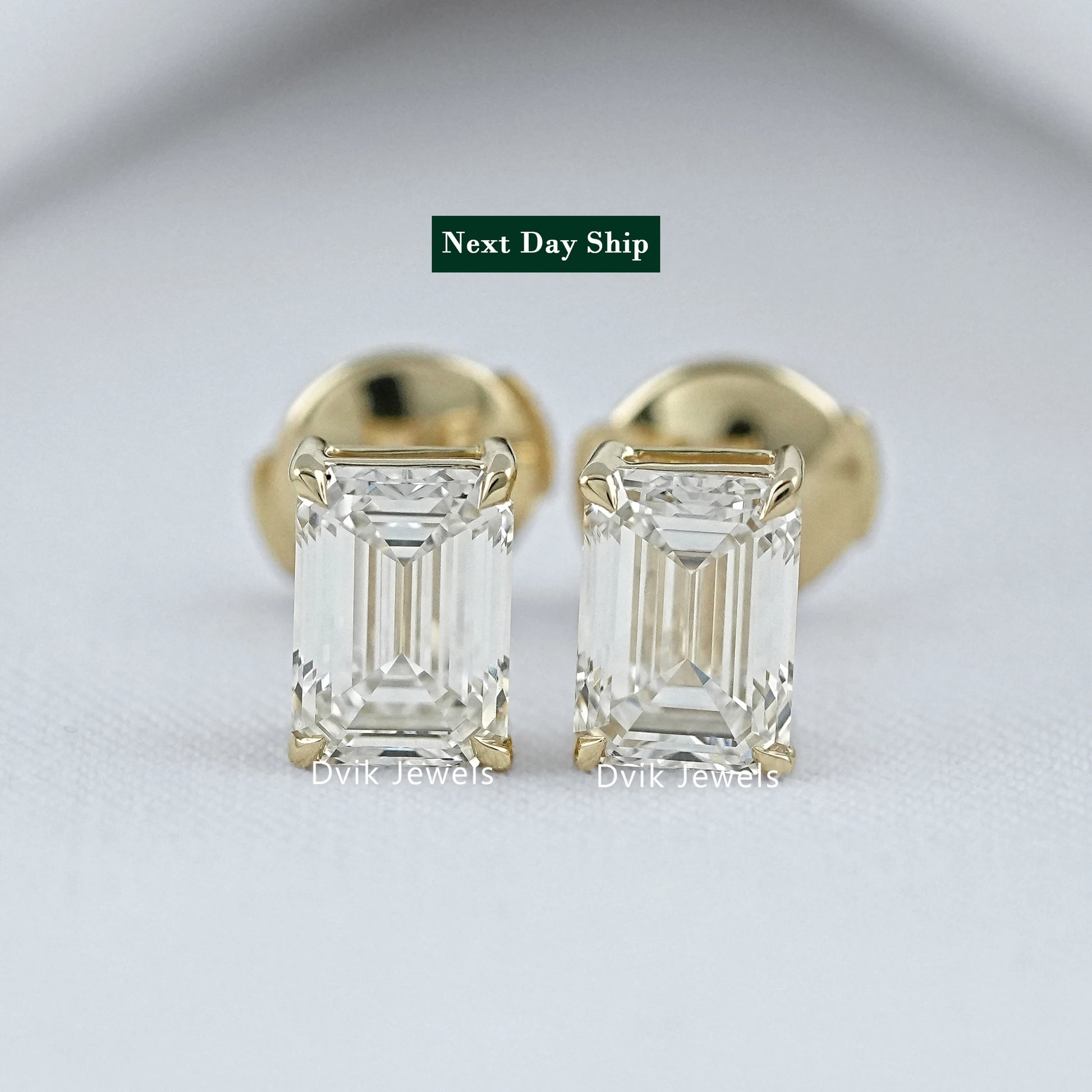 Emerald Lab Diamond Solitaire Earrings Earrings