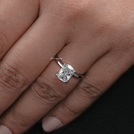 Elongated Cushion Cut Lab Grown Diamond Solitaire Ring
