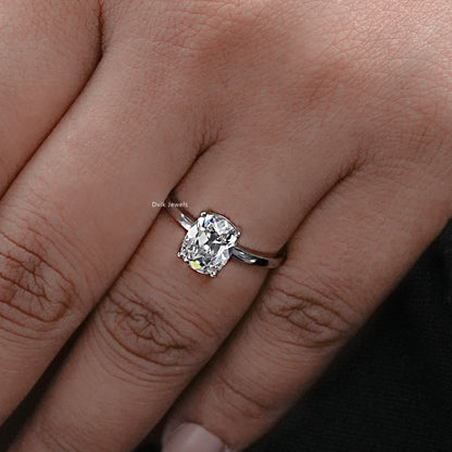 Old Mine Cushion Lab Diamond Solitaire Ring