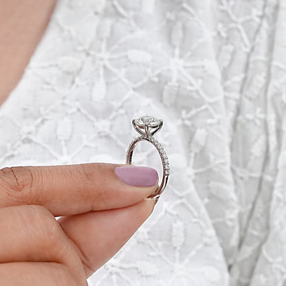 OEC Round Cut Lab Grown Solitaire Accent Ring