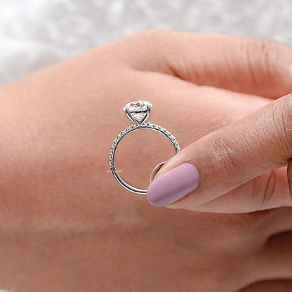 OEC Round Cut Lab Grown Solitaire Accent Ring