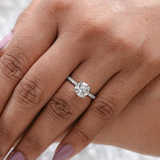 OEC Round Cut Lab Grown Solitaire Accent Ring