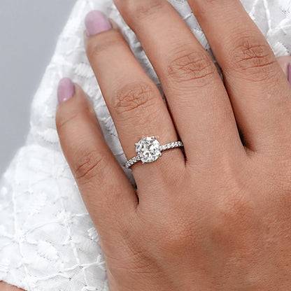 OEC Round Cut Lab Grown Solitaire Accent Ring