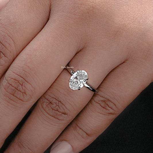 Oval Cut Lab Diamond Solitaire Engagement Ring