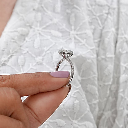 Oval Cut Lab Diamond Solitaire Accent Ring