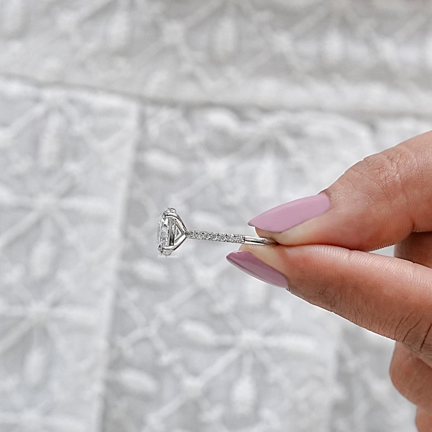Oval Cut Lab Diamond Solitaire Accent Ring