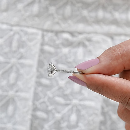 Oval Cut Lab Diamond Solitaire Accent Ring