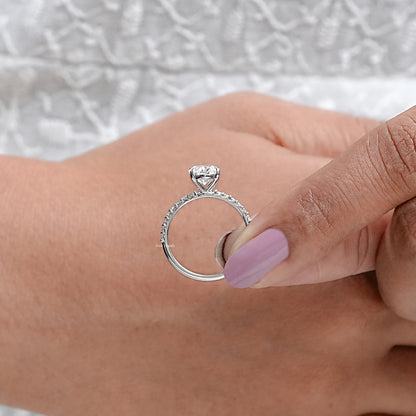 Oval Cut Lab Diamond Solitaire Accent Ring